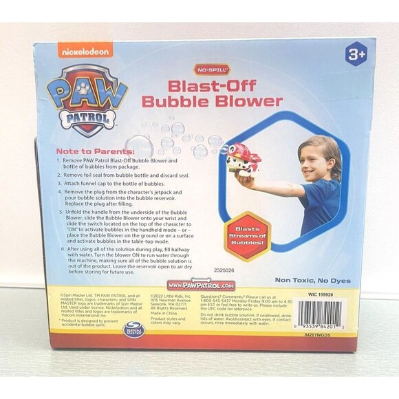 Paw Patrol Marshall Action Blast-Off Bubble Blower Nickelodeon No-Spill 6" Long - Picture 9 of 10